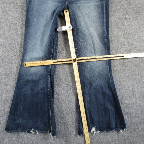 BKE Buckle Super Flare PARKER Jeans Womens 32 Blue Stretch Fit 36x30 Denim Fray - Picture 13 of 16